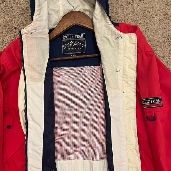 Vtg 1990s Pacific Trail - Full Zip Red Hooded Coat Mens S London Fog - Picture 6 of 8